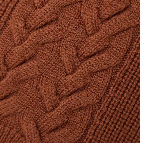 La Ligne Cable Bastien Sweater Rust Brown Merino Wool Half Zip Size XL Soft - Picture 7 of 14